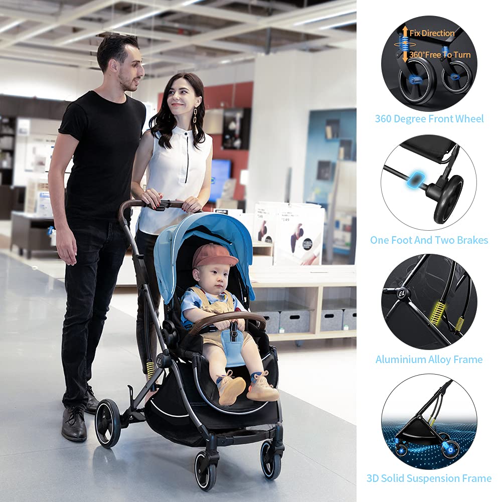 A colorful and comfortable pram for babies and toddlers aged 0 to 3 years.