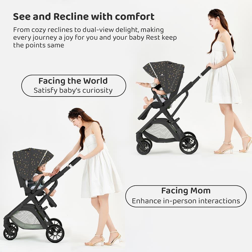 Chariot Luxury Baby Stroller Pram - Light Weight Baby Pram for Travel with Reversible Handle