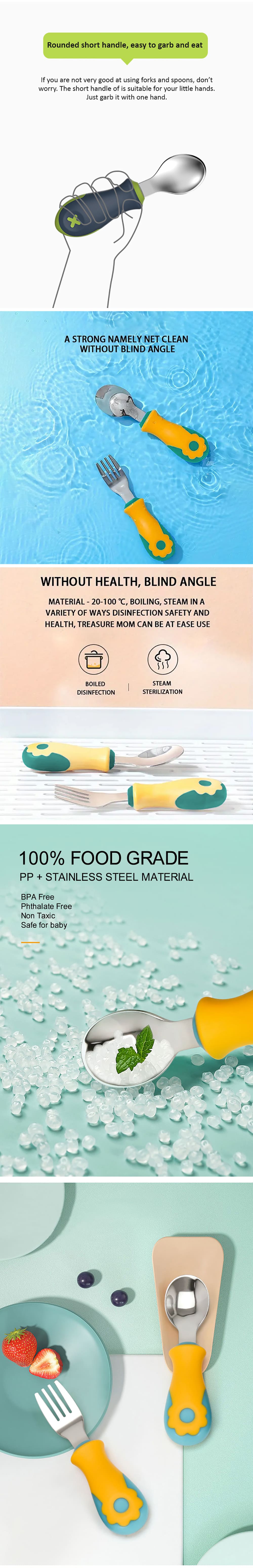 Baby Feeding Training Spoon and Fork Set