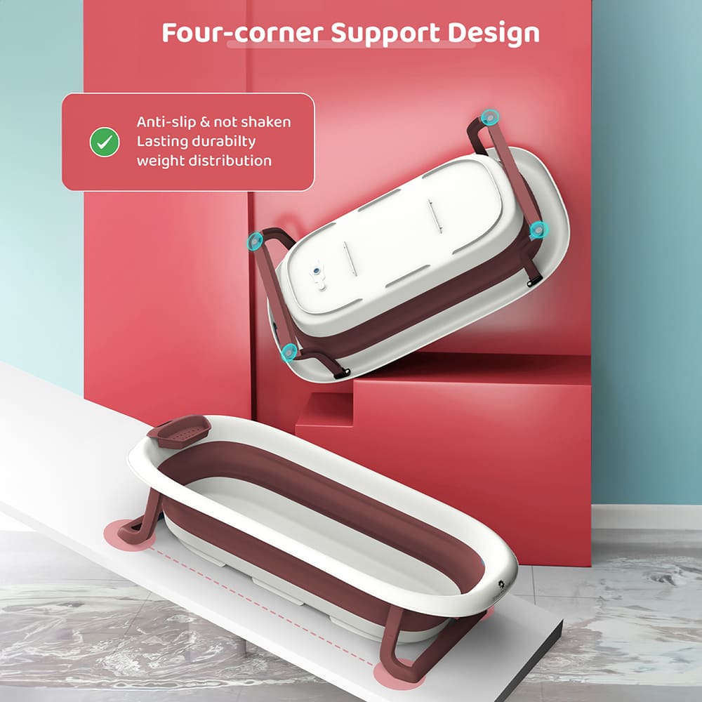 Anti-Slip Foldable Bathtub for Baby with Soap Bar with Thermal Insulation Design (SIBT Basic Brown) - StarAndDaisy