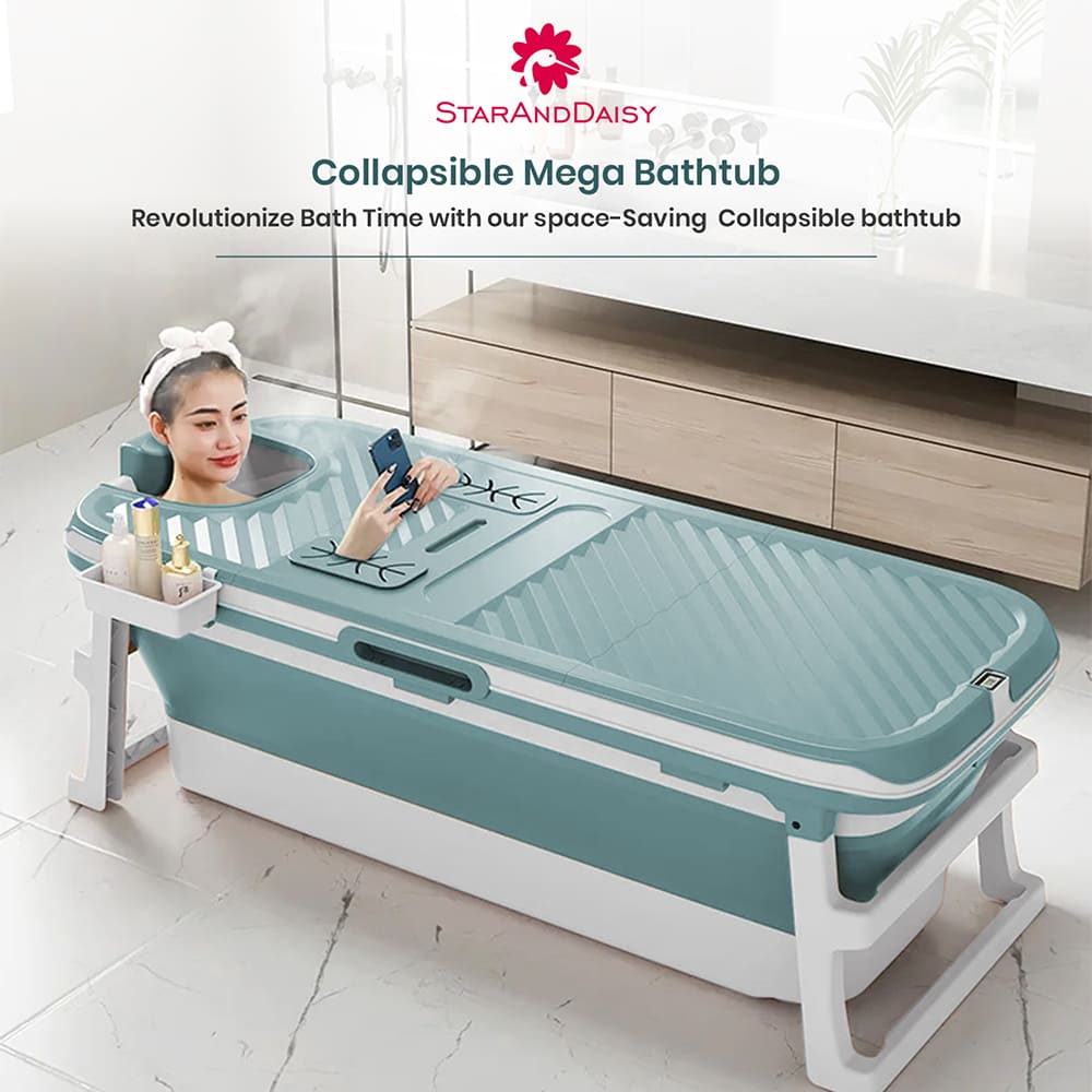 StarAndDaisy Mega Portable Bathtub, Folding Spa Bath Tub Foldable Indoor Bath Bucket For Adults - Green