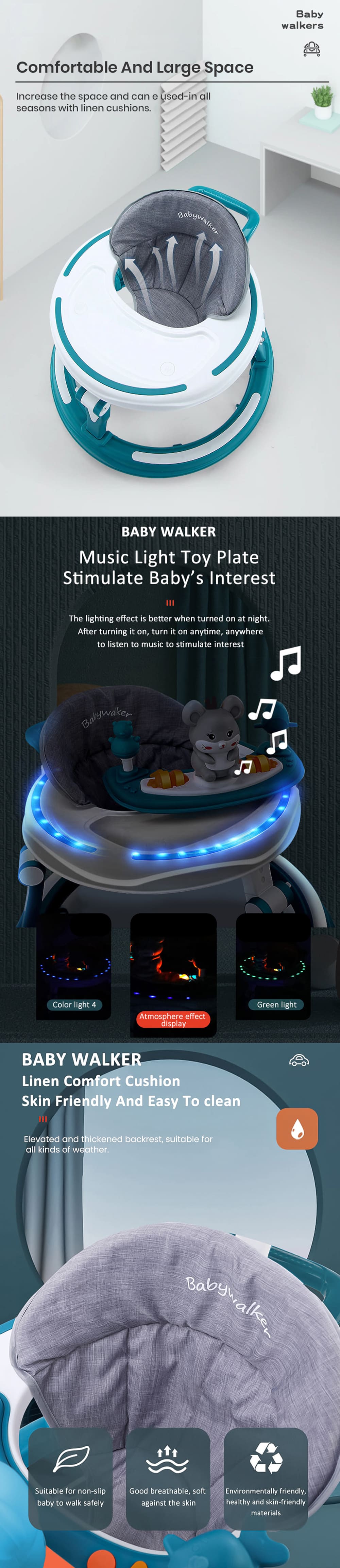 Intelligent Baby Walker with musical light