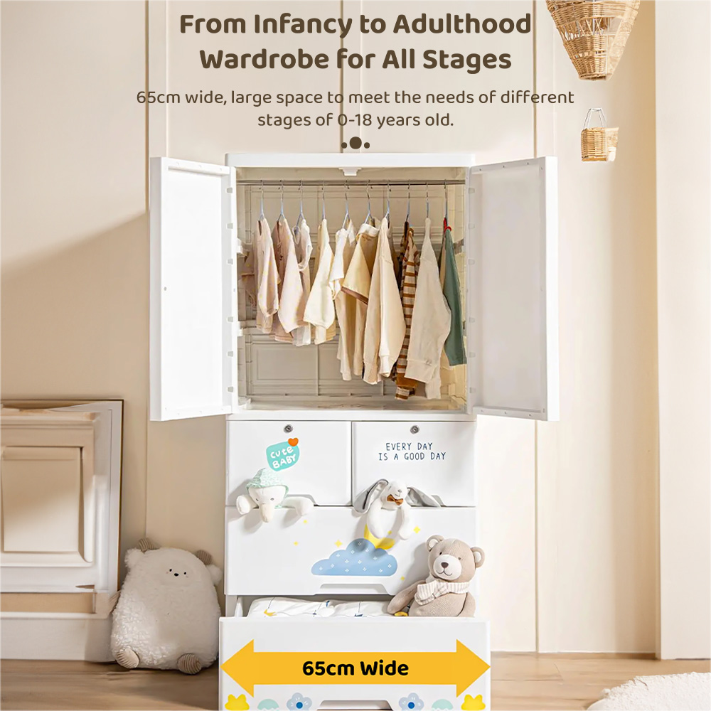 Kids Wardrobe with Multiple Drawers