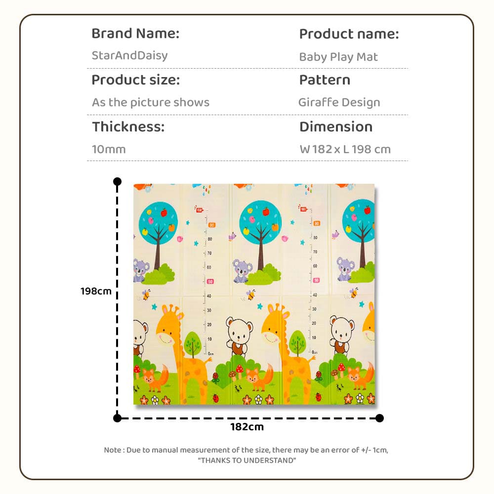 Reversible Baby Play Mat, Infants Floor Mat BPA Free Learning dimension