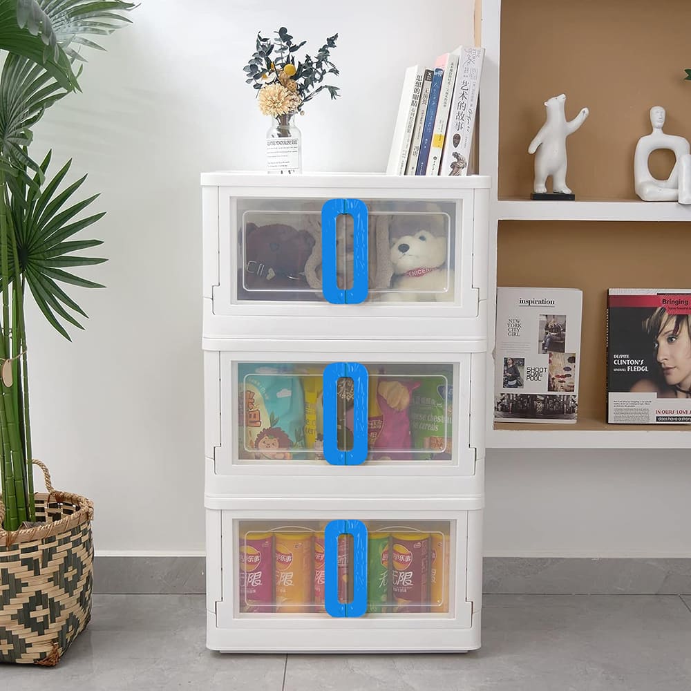 StarAndDaisy Kids Wardrobe | Storage Cabinet | Portable Almira with Drawers & Convertible Design (3 Stackable Cuboids - 72 Lt | Blue)