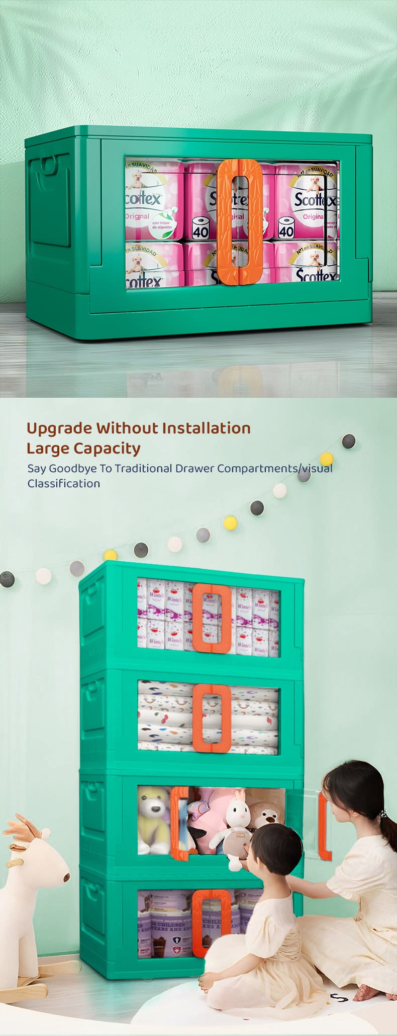 Stackable Storage Cupboard Green