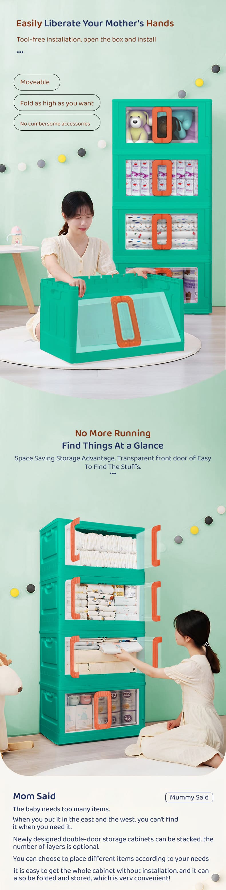 Stackable Storage Cupboard Green