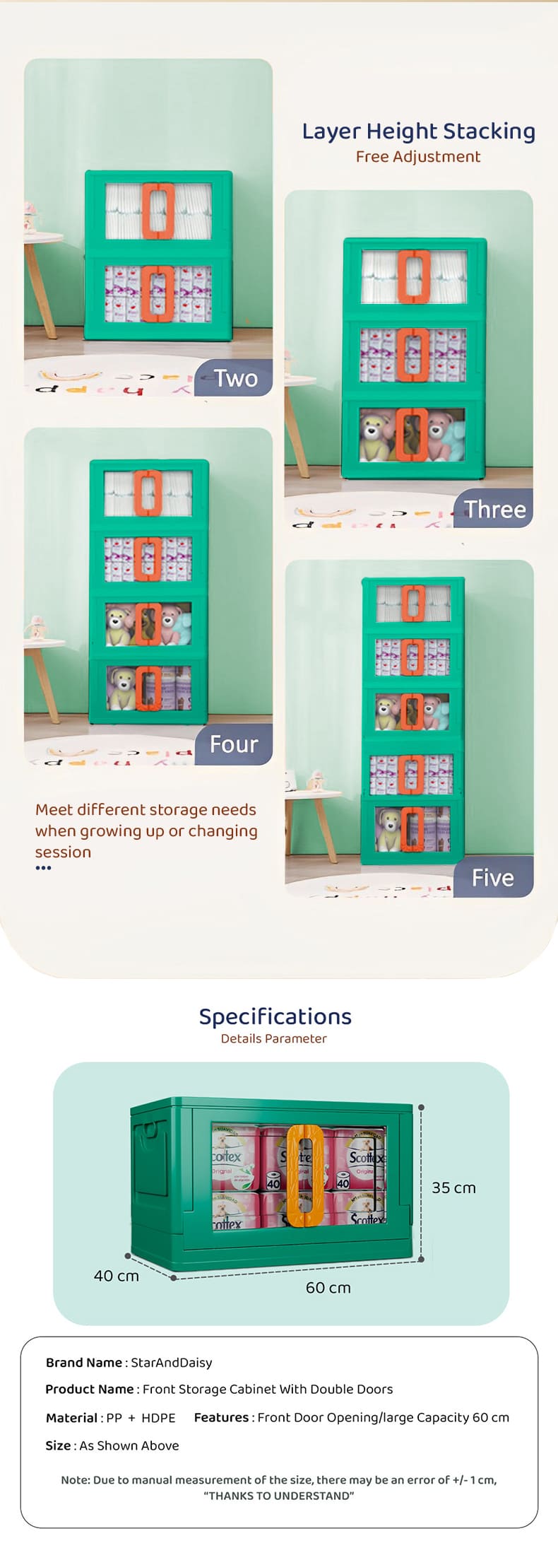 Stackable Storage Cupboard Green