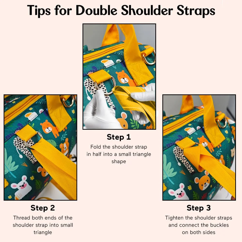 Mini travel diaper bag with double shoulder straps