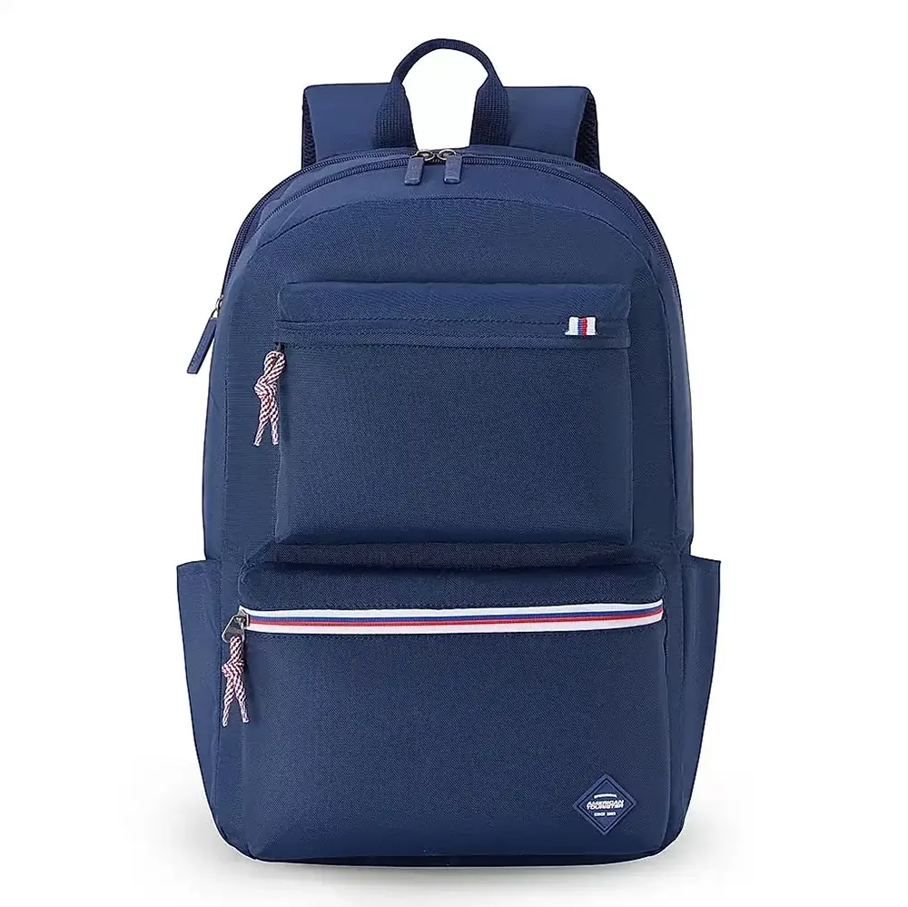American Tourister Polyester School Backpack, 2 Full Compartments & 2 Front Pockets, Printed Design Backpack 28 Ltr - Riley Fern style 01 Midnight Blue