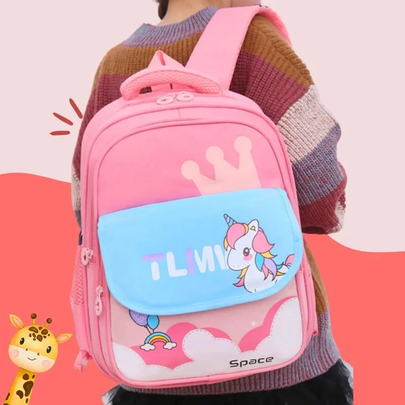 Dino Crown Flap School Backpack, Adorable Design, Spacious Compartments, and Comfy Straps-Green