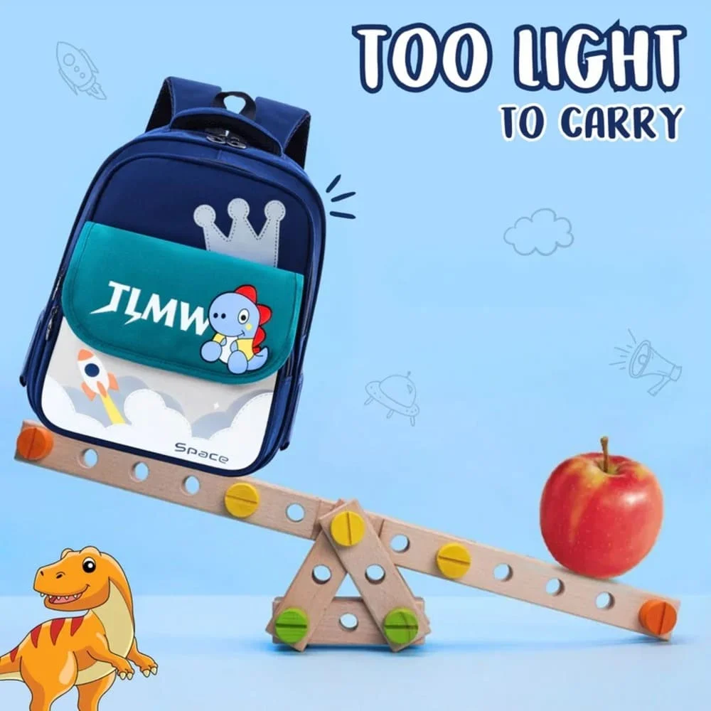 Dino Crown Flap School Backpack, Adorable Design, Spacious Compartments, and Comfy Straps-Green
