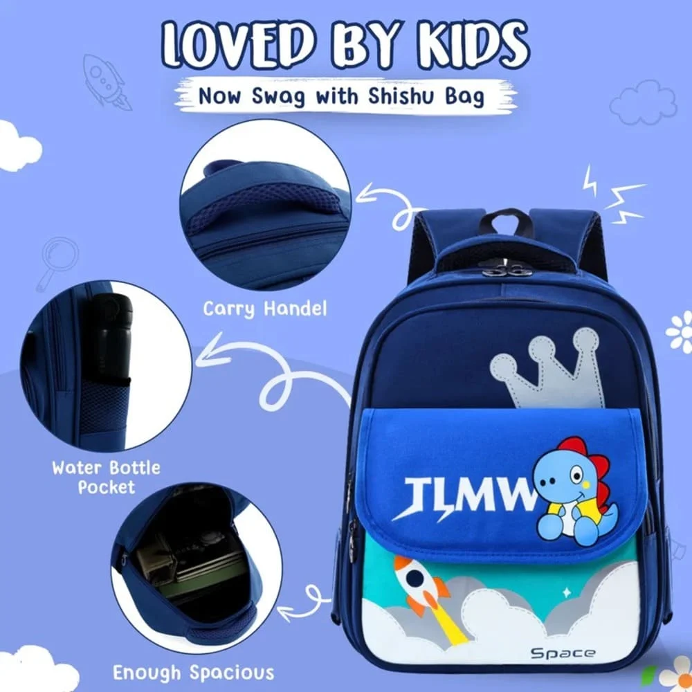 Dino Crown Flap School Backpack, Adorable Design, Spacious Compartments, and Comfy Straps-Green