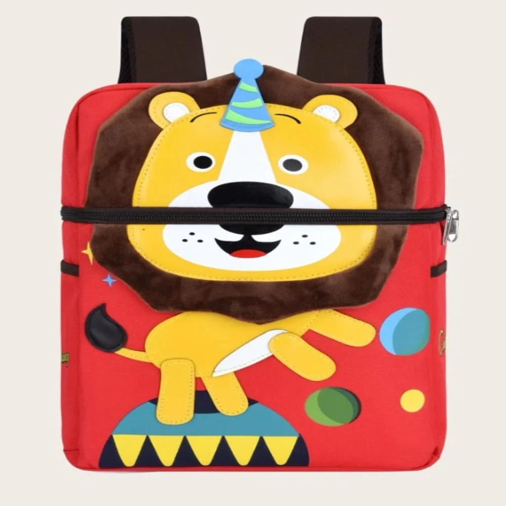 Circus-Themed Lion Backpack, Designed for kids, Perfect for school and play-Red