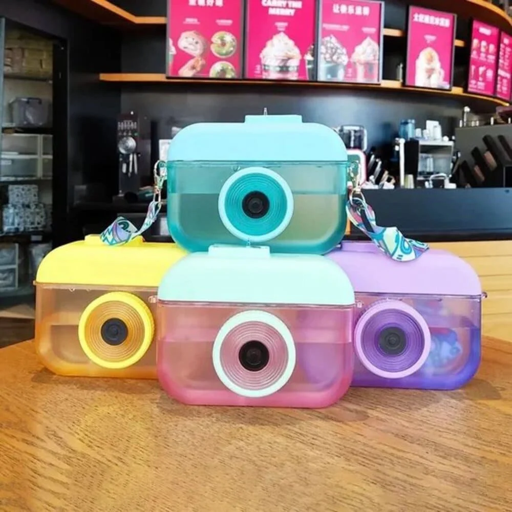 Camera Bottle | Cup Straw Outdoor Leak-proof Student Camera Water Bottle - Green