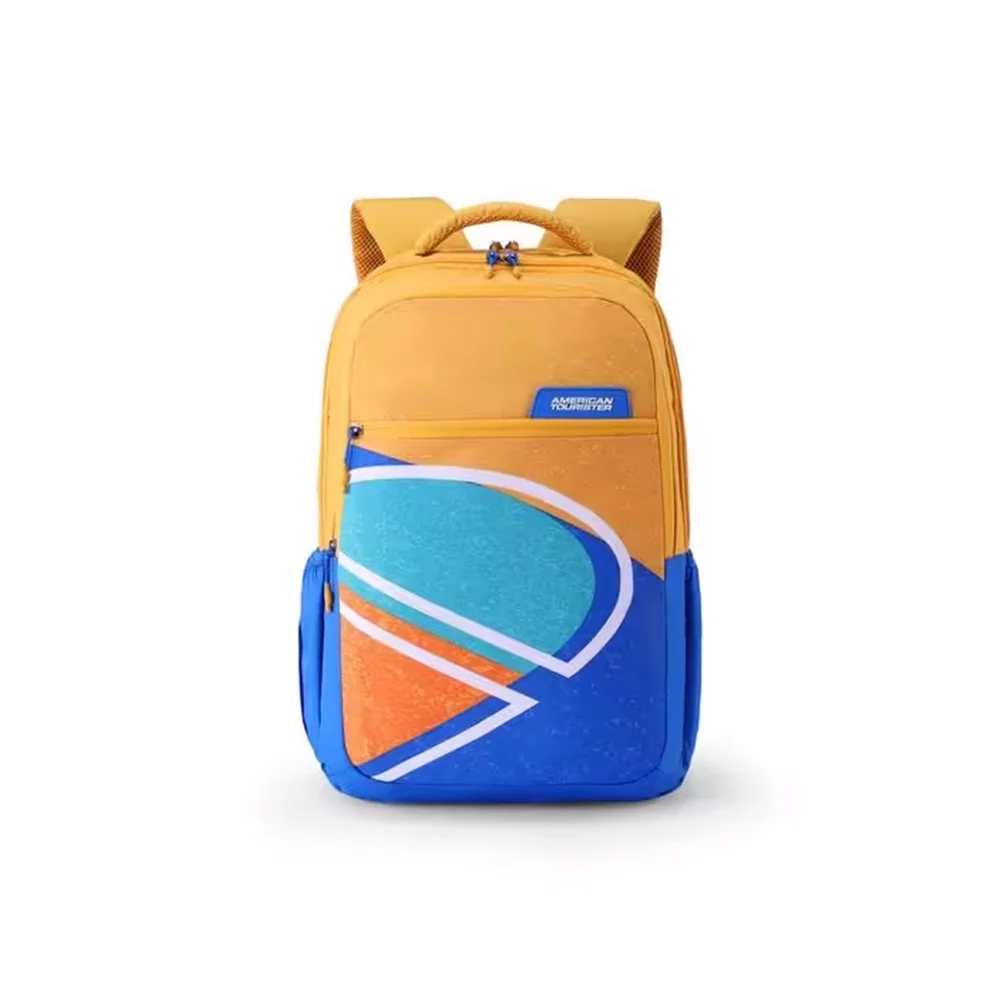 American Tourister Casual School Bag, 35 Ltr, 3 Full Compartments, Gucci Polyester, Printed Design Backpack - Quad XXL Style 01-Musturd