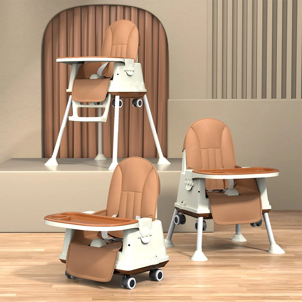 StarAndDaisy Comfort 3 in 1 Multifunctional High Chair for Baby - Adjustable Height Chair with Detachable Tray for Kids (Coffee)