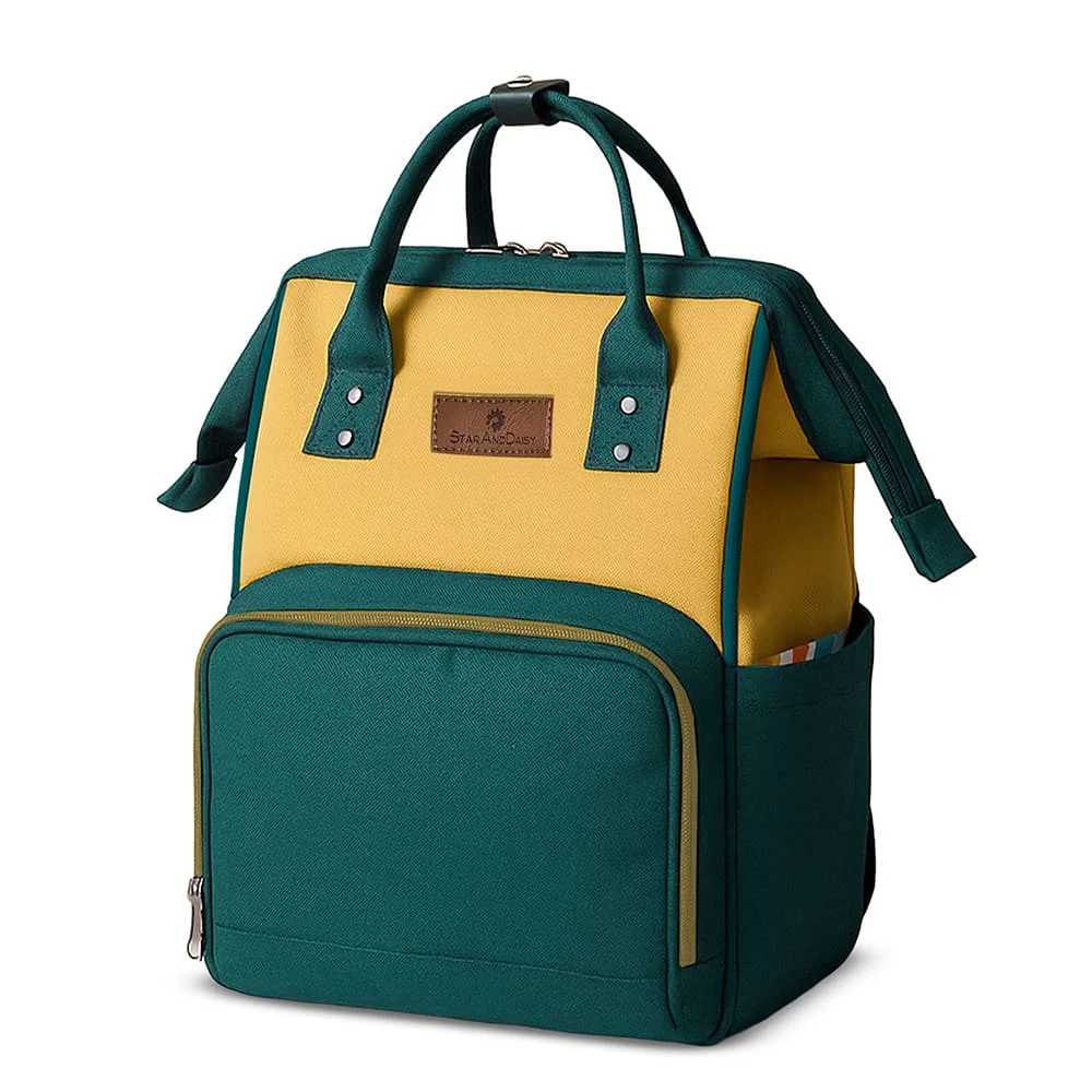 StarAndDaisy Baby Diaper Bag for Travel with Multi-Compartments, Insulated Bottle Pocket, Extra Small Pouch - Green Yellow