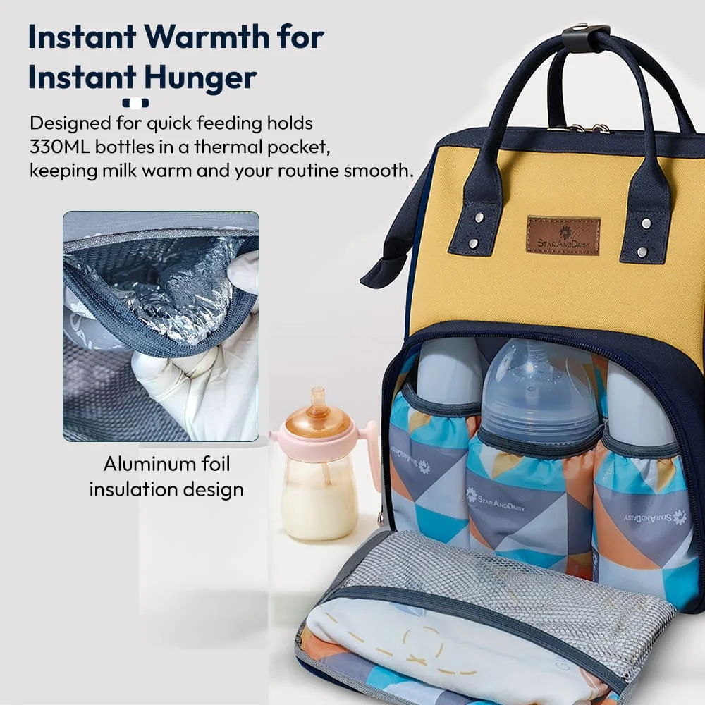 Diaper bag with insulated bottle pocket