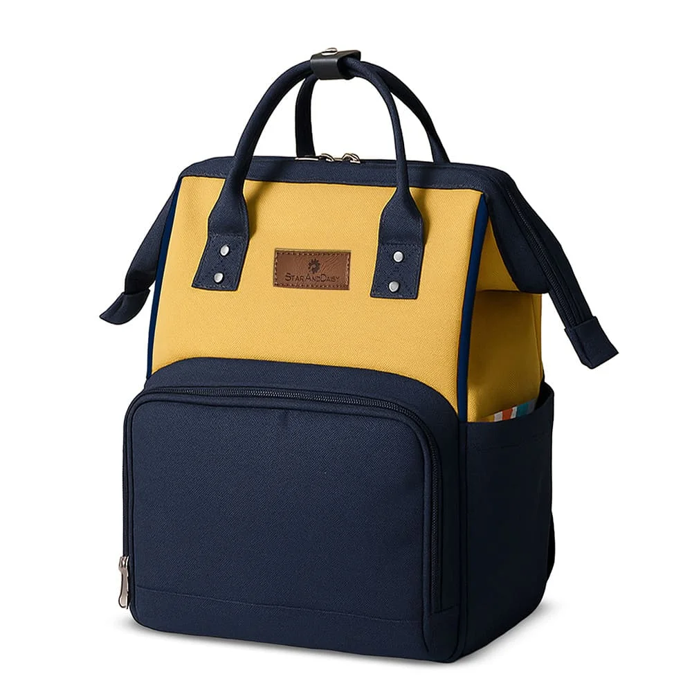 StarAndDaisy Baby Diaper Bag for Travel with Multi-Compartments, Insulated Bottle Pocket, Extra Small Pouch - Blue and Yellow