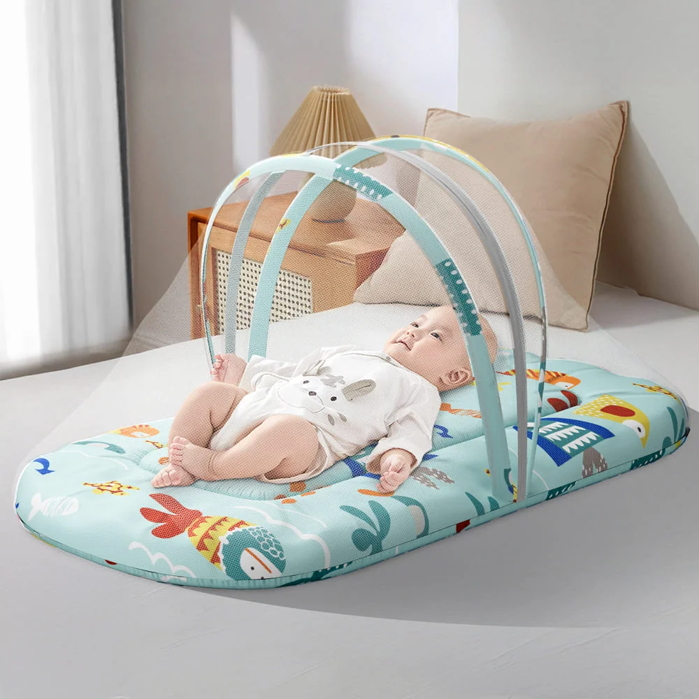 Bedding Set with Mosquito Net aqua print Aqua