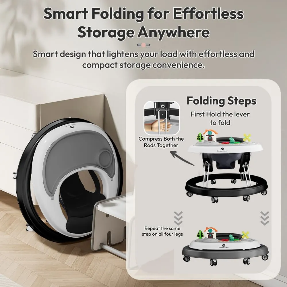 first step black baby walker smart folding