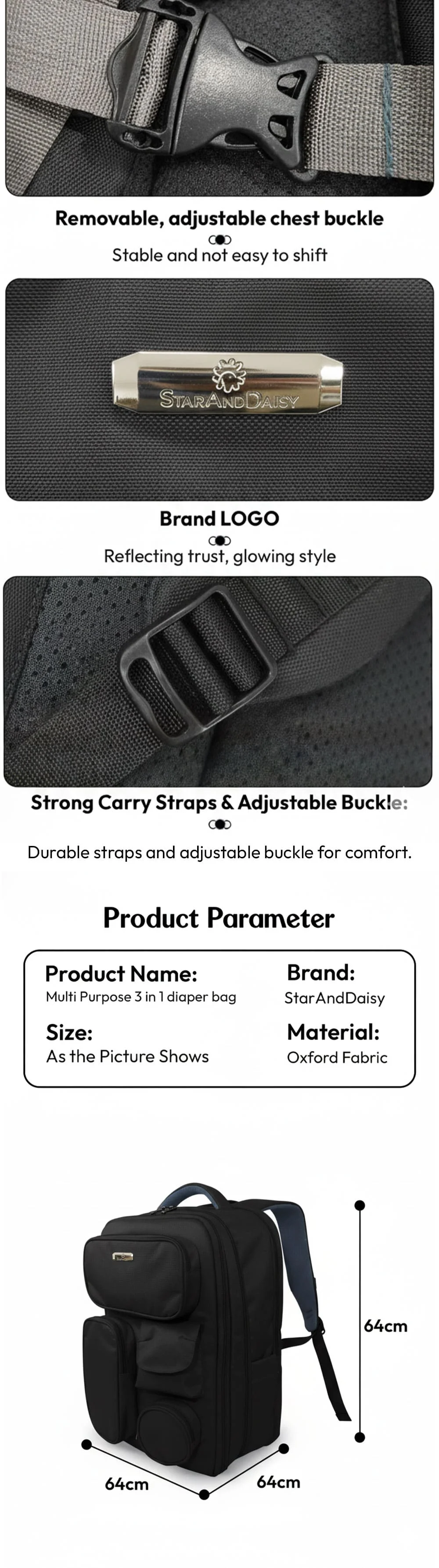 3 in 1 Diaper Bag