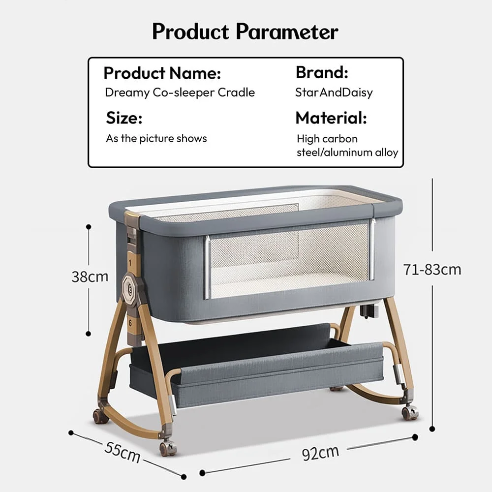 Grey Cradle Co-sleeper Dreamy