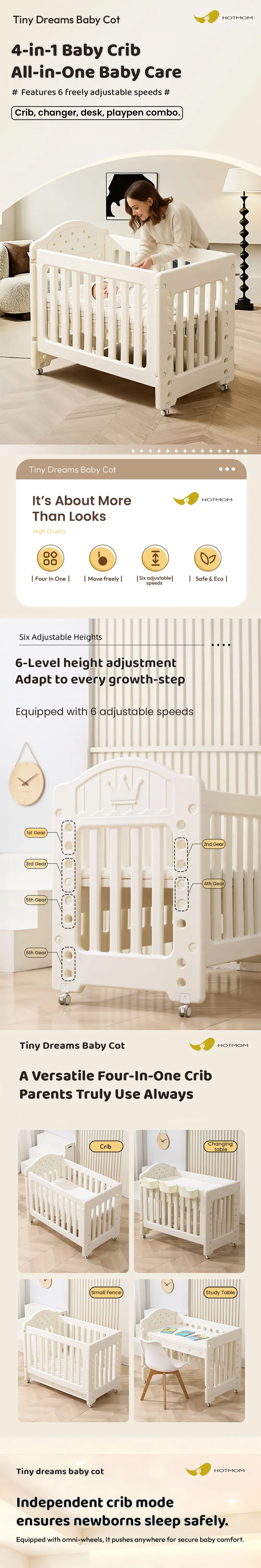 Hot Mom 4 in 1 Crib