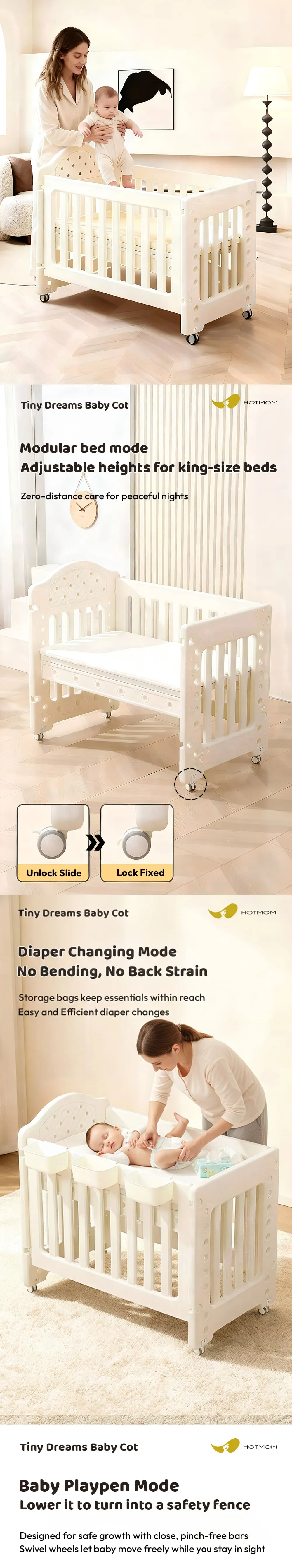 Hot Mom 4 in 1 Crib