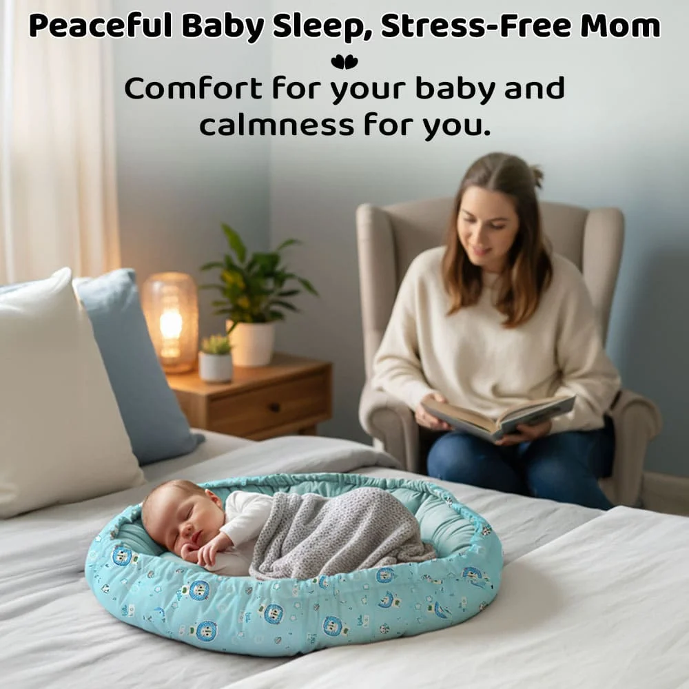 baby bed round blue