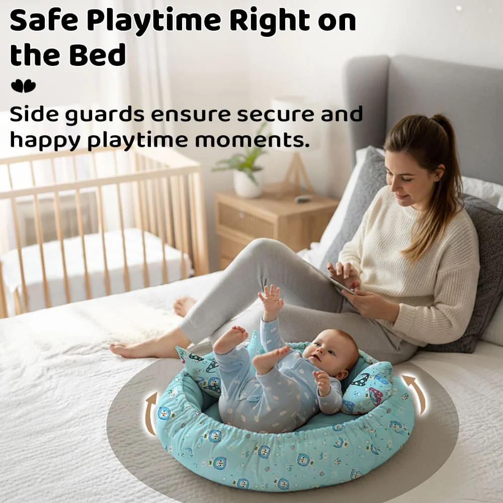 baby bed round blue