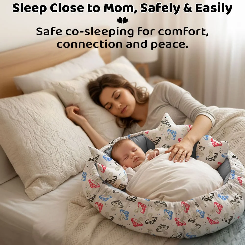 baby bed round grey