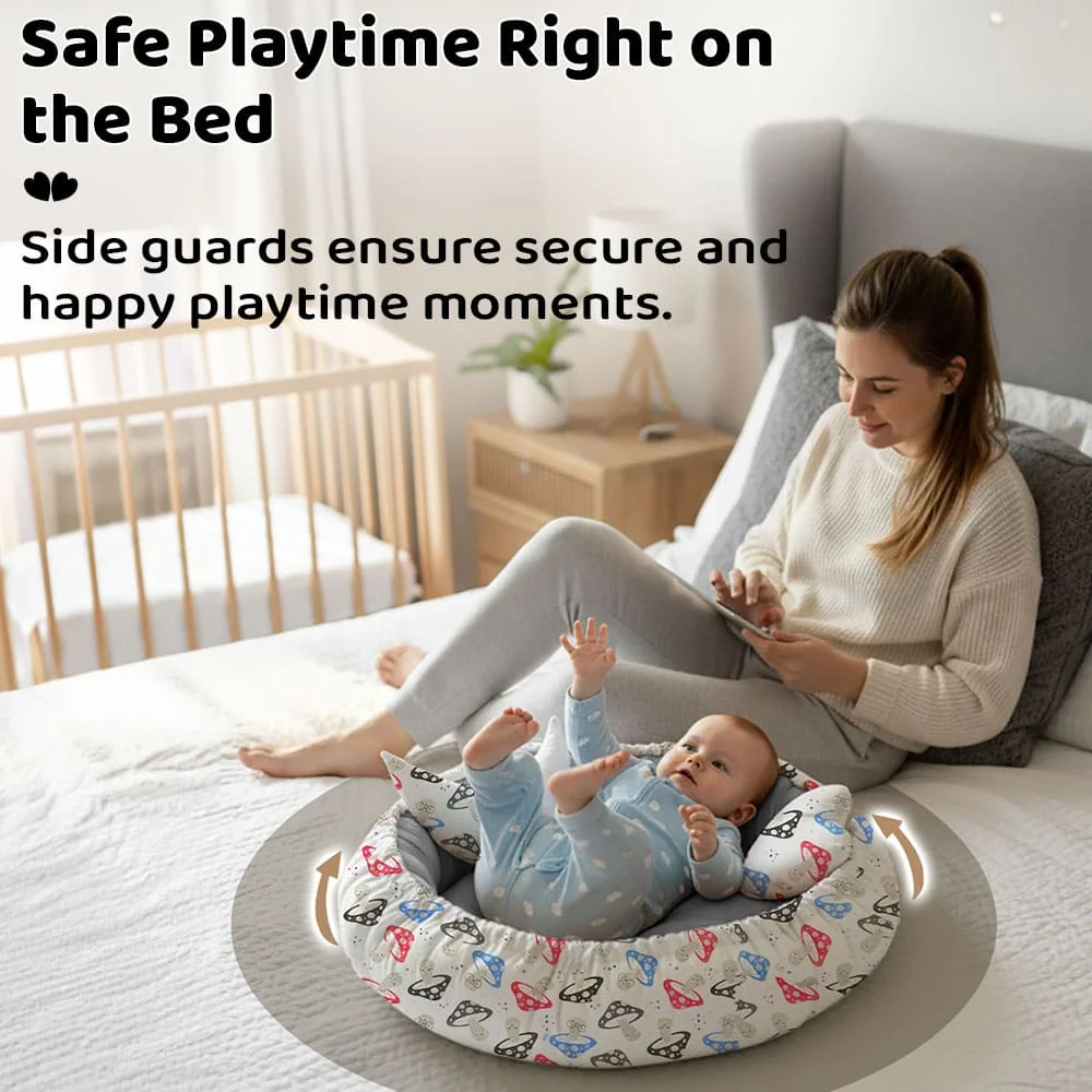 baby bed round grey
