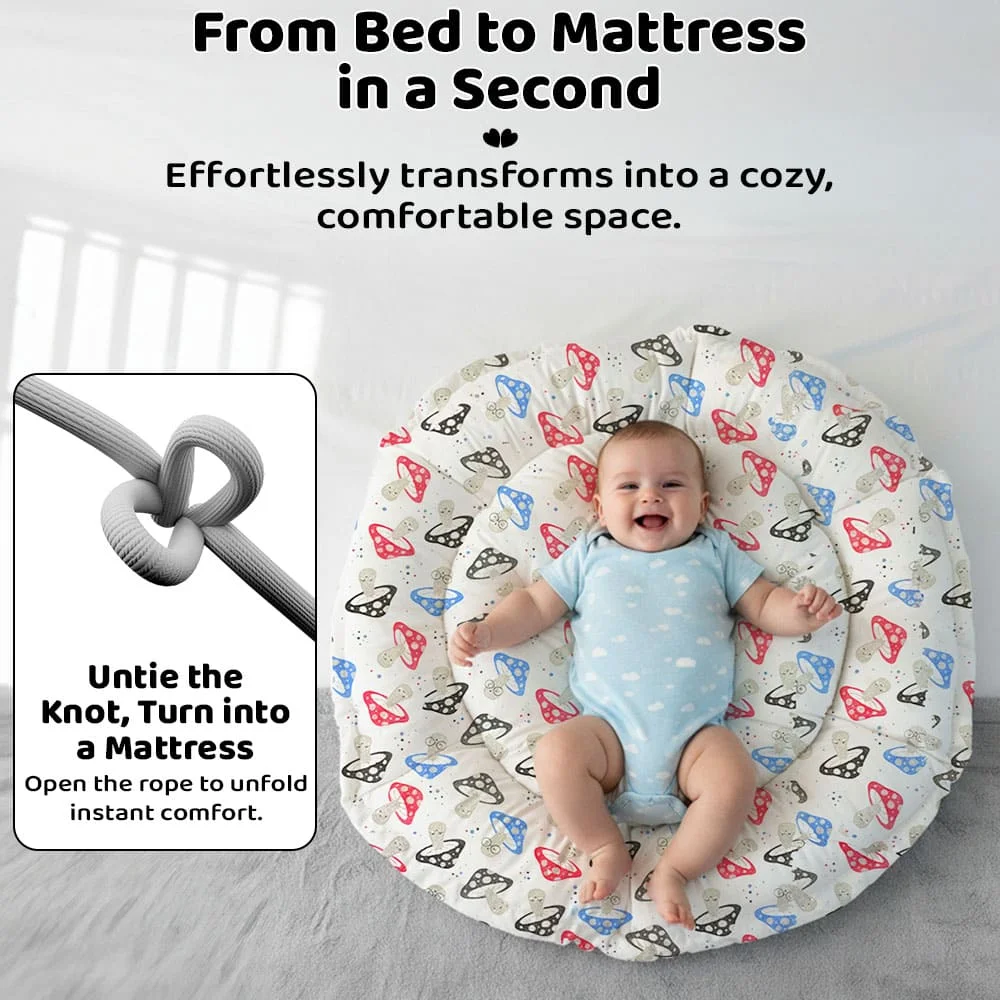 baby bed round grey