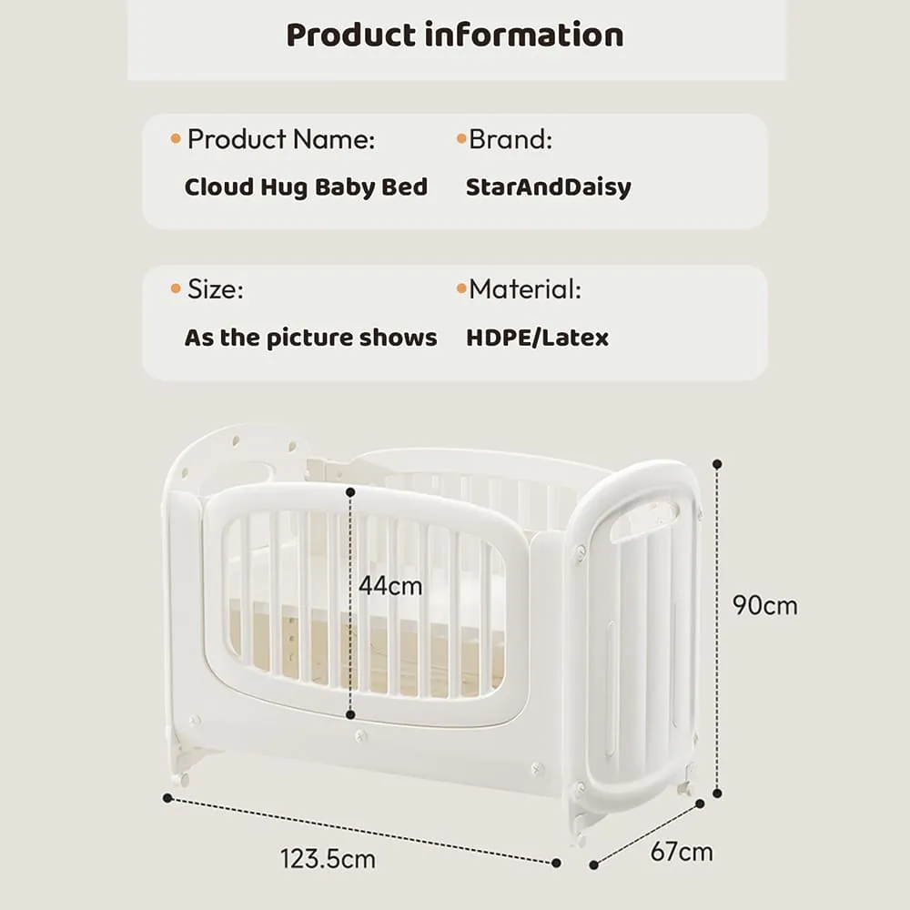 product dimension of cloud hug baby crib cot bed