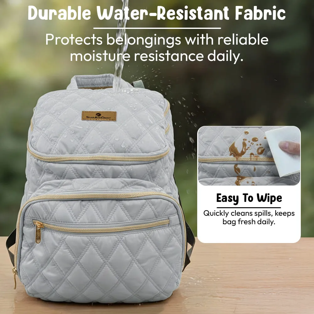little luxe diaper bag grey durable water resistant